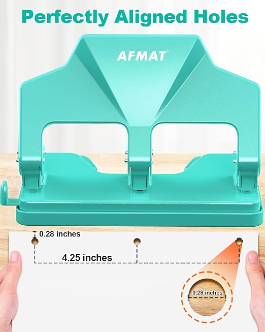 AFMAT 3 Hole Punch Heavy Duty, 40-Sheet Three Hole Punch, 50% Reduced Effort - Image 5