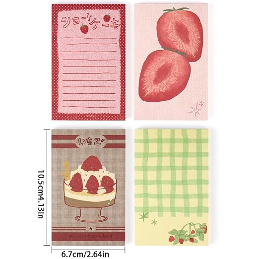 200 Sheets Strawberry M5 Note Pads Kawaii Scrapbook Paper To Do List Notepad - Image 2