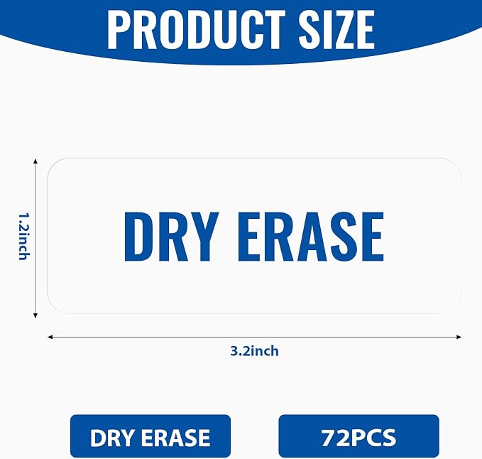 72 Pcs Dry Erase Magnetic Labels, 3.2" x 1.2" White | Reusable Writable - Image 2