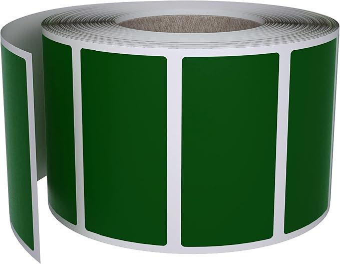 Royal Green Rectangular Small Label Roll 40mm x 19mm Rectangle Stickers in Forest Green (1.57 inch x 0.75) - 500 Pack-DeskLoop Office