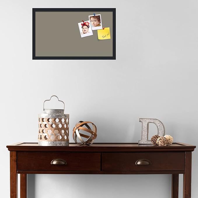 PinPix 24x14 Inch Cork Bulletin Board. This Decorative Framed Pin Board Comes with Pewter Design and a Satin Black Frame. Ideal for Home Office Decor or Message Board (PinPix-1812)-DeskLoop Office