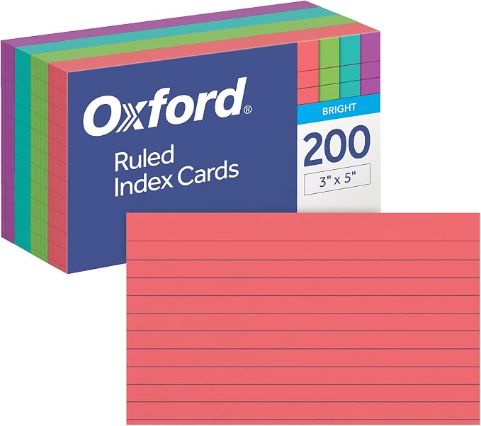 Oxford Ruled Index Cards, Lined Note Cards, Flashcards by Oxford