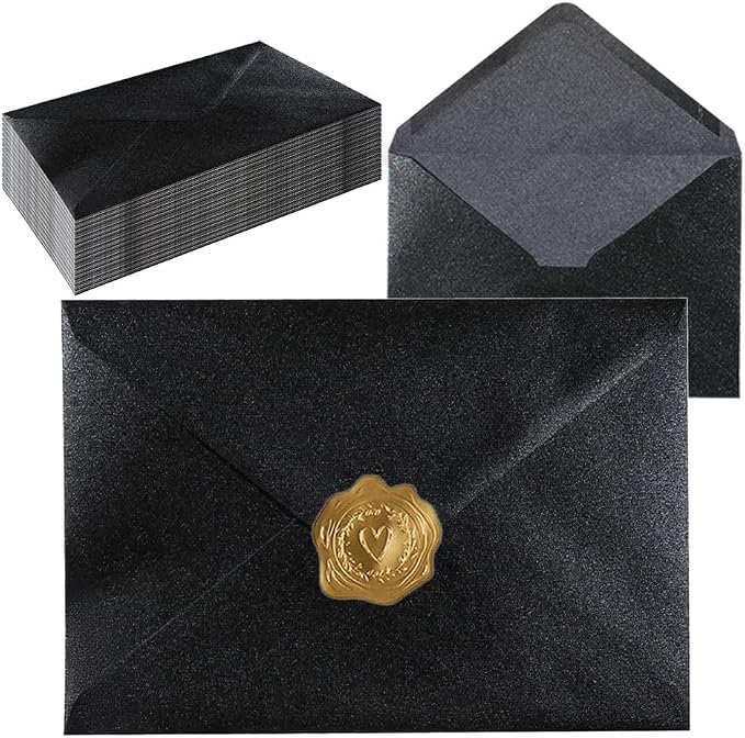 A7 Black 5x7 Envelopes 50Pcs, 120g Pearl Paper by Unknown