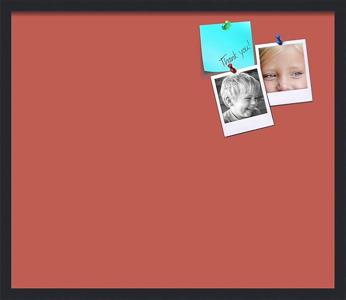 PinPix 28x24 Inch Cork Bulletin Board. This Decorative Framed Pin Board Comes with Crimson Pastel Design and a Satin Black Frame. Ideal for Home Office Decor or Message Board (PinPix-1807)-DeskLoop Office