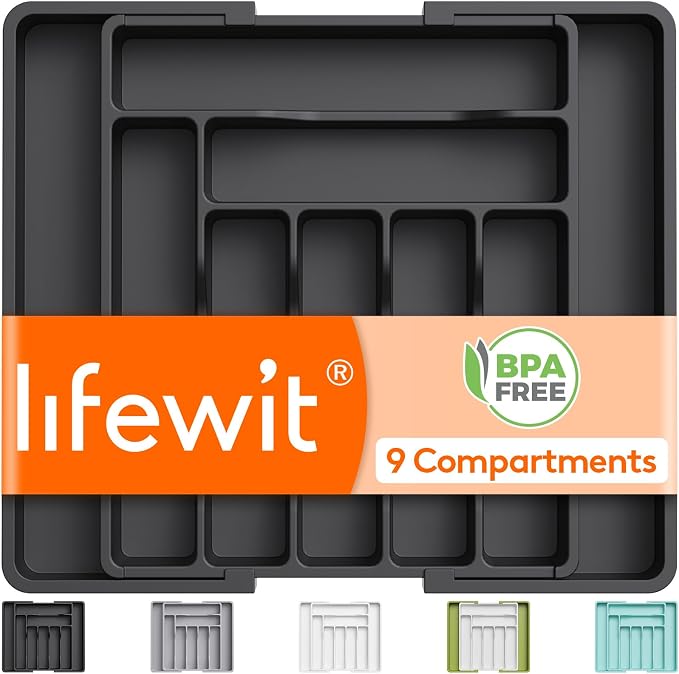 Lifewit Utensil Organizer for Kitchen Drawer, Expandable Cooking Silverware Tray by Lifewit