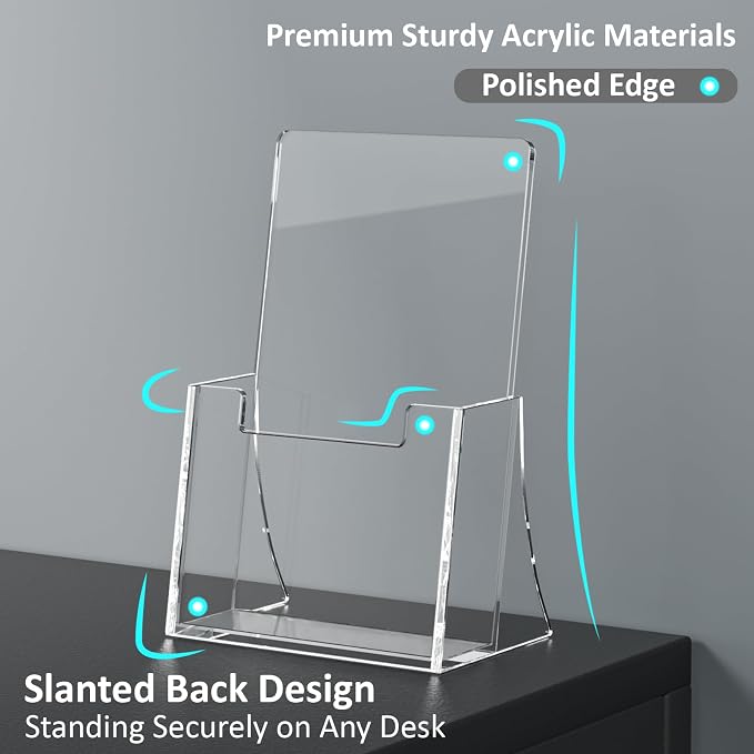 Acrylic Brochure Holder 4 Inch, 6 Pack Clear Brochure Display Stand, Plastic - Image 3