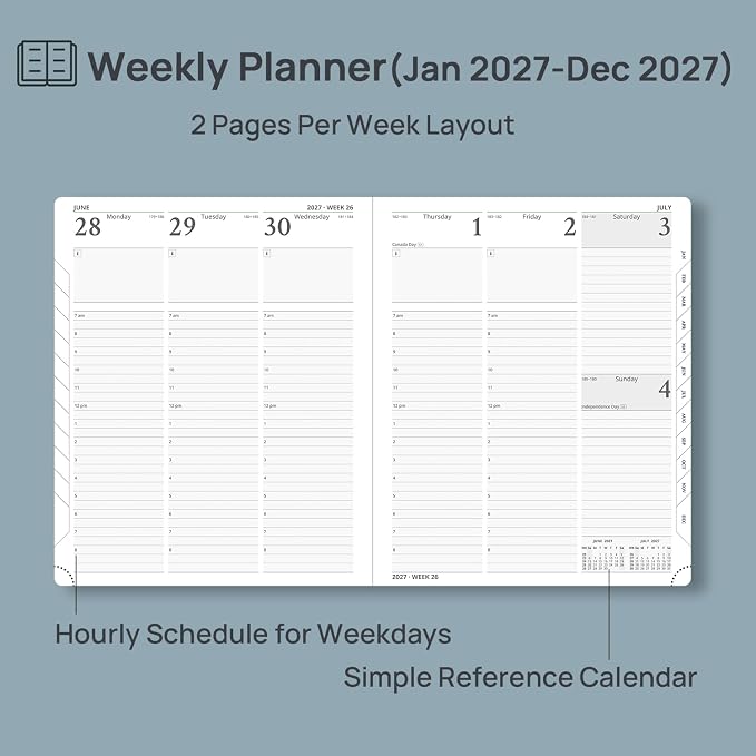 POPRUN 2027 Planner Weekly and Monthly, Large 8.5" x 10.5" Calendar, Jan 2027- - Image 3