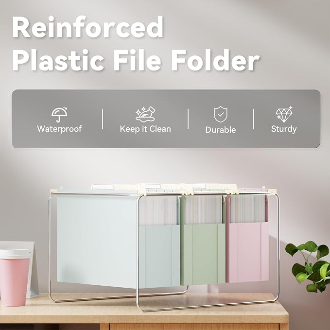 Ansook Plastic Hanging File Folders, Expandable Letter Size 4 Inch File Folders - Image 3