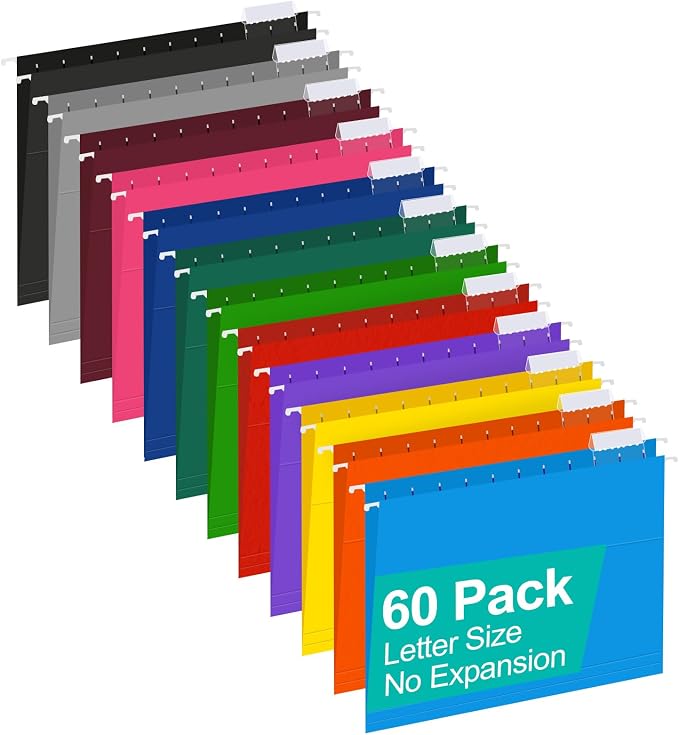 HERKKA Hanging File Folders, 60 Pack Reinforced Letter Size Hanging Folders by HERKKA