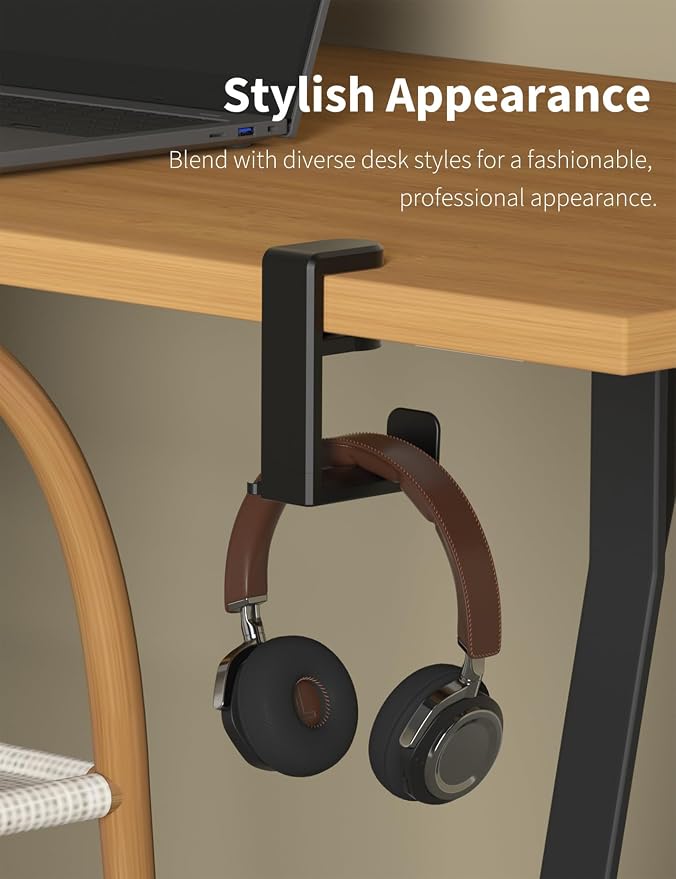 Headphone Hook Under Desk Holder 360-Degree Adjustable Rotation, easy spring - Image 4