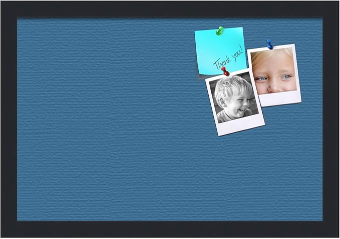 PinPix 18x12 Inch Cork Bulletin Board. This Decorative Framed Pin Board Comes with Navy Pastel Design and a Satin Black Frame. Ideal for Home Office Decor or Message Board (PinPix-1811)-DeskLoop Office