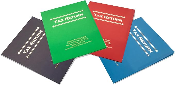 Tax Return Pocket Folders, Custom Printed Gold Foil Presentation Covers - Image 2
