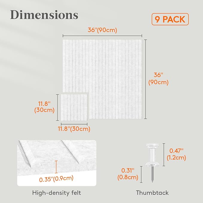 Lifewit Felt Slatted Bulletin Board, 9 Pack Self-Adhesive Panel, Cork Board - Image 3