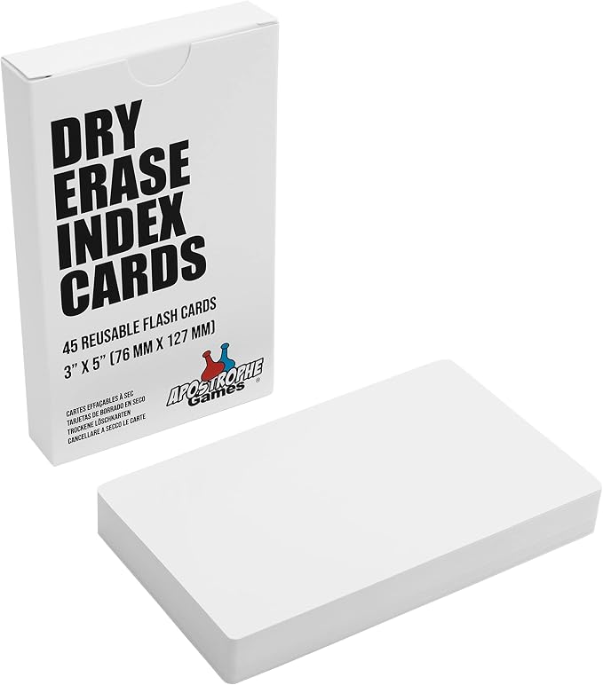 Dry Erase Index Cards – 45pcs Laminated 3x5" Cards Blank w/Box – Reusable Dry by ApostropheGames
