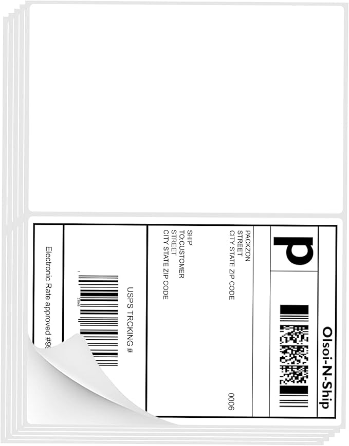 8-1/2"×5-1/2" Shipping Labels 200 Labels Sticker Paper for Laser/Ink Jet Printer mailing Labels 8.5"×11" White 2 per Sheet-DeskLoop Office
