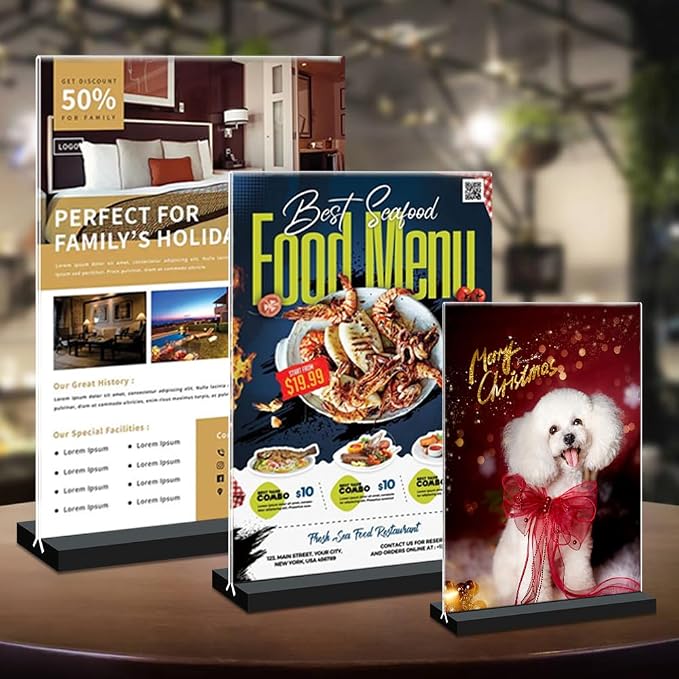 Acrylic Sign Holder 4x6, 12 Pack Clear Double Sided Menu Vertical Display Stand - Image 5