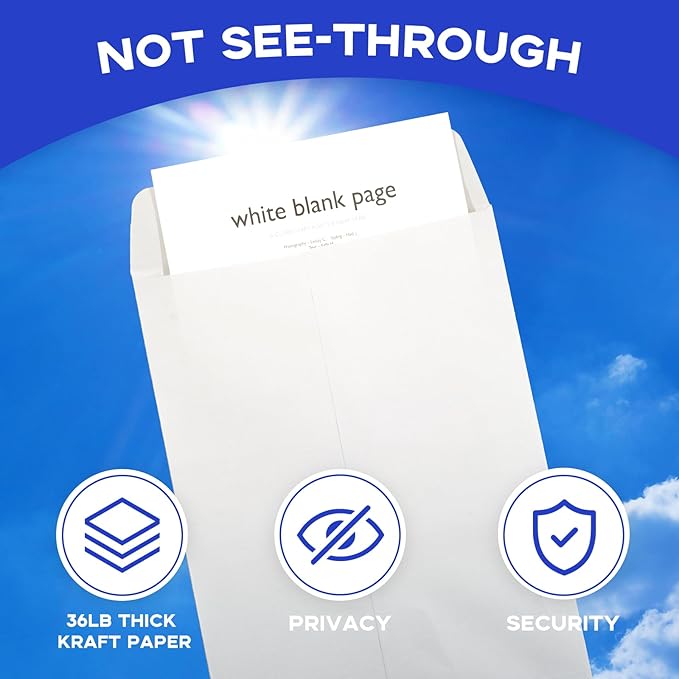 White Catalog 6x9 Envelopes Self Seal 250 PCS, Goefun Security Printable - Image 4