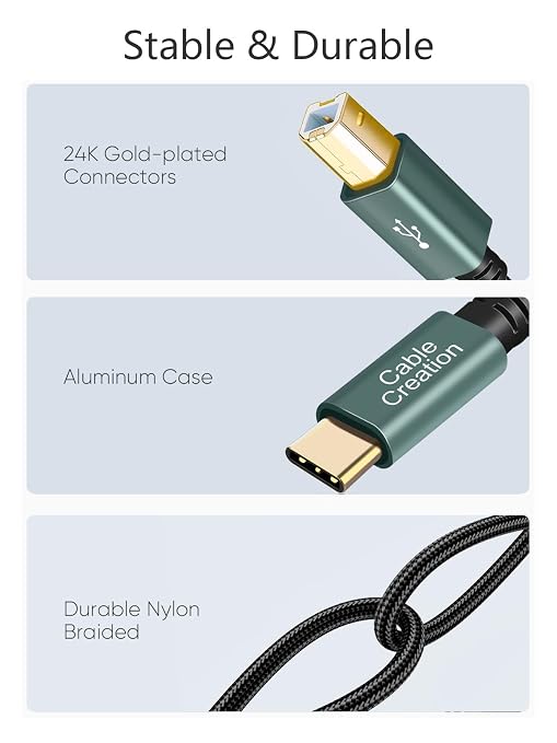 CableCreation USB B to C 6.6 FT Printer Cable, MIDI Cable, Nylon Braided USB-B - Image 7