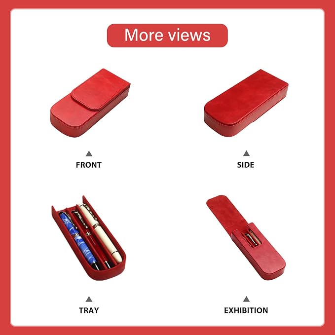 PU Leather Triple Pen Case Pencil Pouch Holder - Image 5