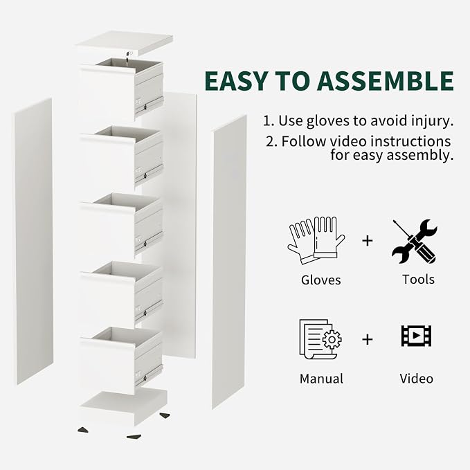 Yukimo 2 Drawer File Cabinet for Home Office, Vertical File Cabinet - Image 8