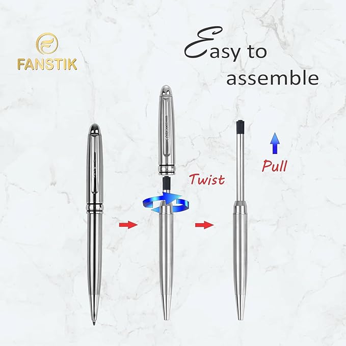 Customized BallPoint pen with name (MADE IN USA), stainless steel, Silver, luxury engraved pen personalized for men and for women. (BallPoint Silver)-DeskLoop Office