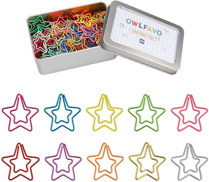 OWLFAVO 100pcs Star Shape Paper Clips by OWLFAVO