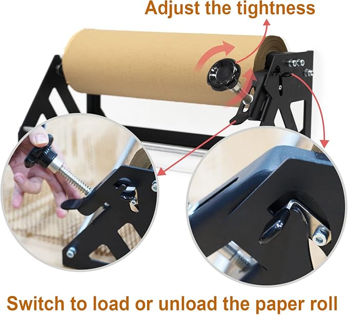 Honeycomb Packing Paper Roll Dispenser for Packaging, Improve Packing Efficiency, Kraft Wrapping Paper Holder Manual Cutter Machine for Small Business, Dispenser Machine Only, Core Size 2inch-DeskLoop Office