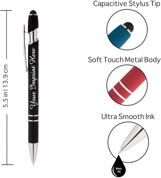 Up to 500 Pcs Custom Pens Bulk | Rainbow of Colors | Soft-Touch Metal Black Ink Personalized with Name or Message (Purple, 12 pcs)