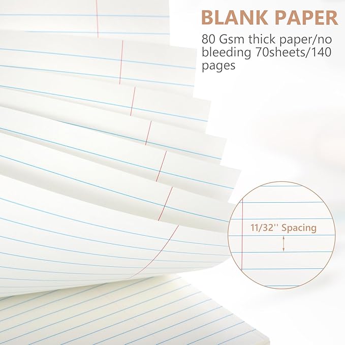6 Pack 8.5 x 11'' Top Bound Office Steno Book Wide Ruled Double Sided Spiral Notebooks Reliable White Paper 70 Sheets/Pad Pastel Colors Covers for Writing School Notes(Hot Stamping)-DeskLoop Office