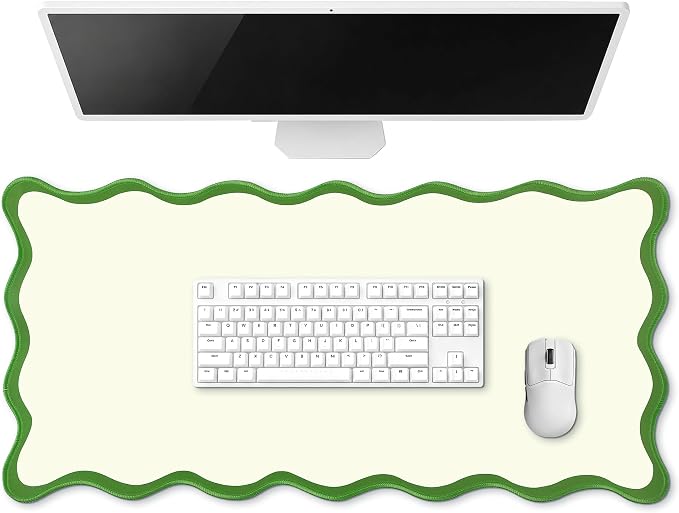 Hahafelt Scalloped Desk Mat Large Desk Pad Cute Coquette Table Mat Back to by Hahafelt