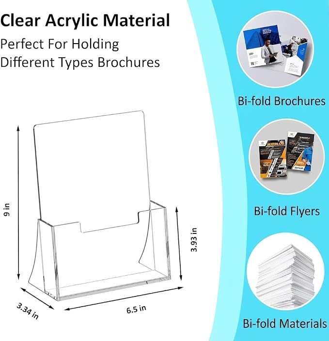 Acrylic Brochure Holder 6 x 9 Inch, 6 Pack Clear Acrylic Flyer Holder, Pamphlet - Image 2