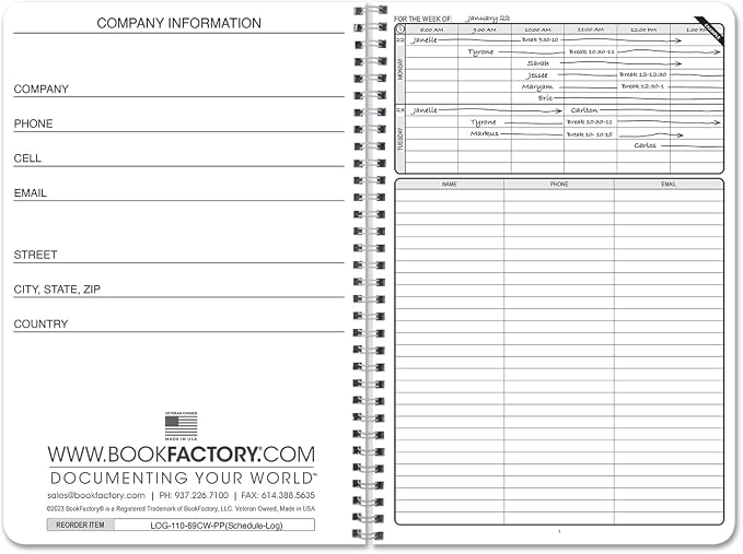 BookFactory Scheduling Notebook, Employee Schedule Journal, Small Business - Image 2