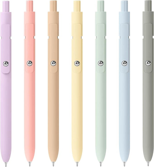 Donyang Gel Pens, 7pcs 0.5mm Cute Black Ink Fine Point Pens With Smooth Writing, Quick Dry Pen For Journaling, Teacher Work Desk Accessories Office School Supplies for Men Women Student (Morandi)
