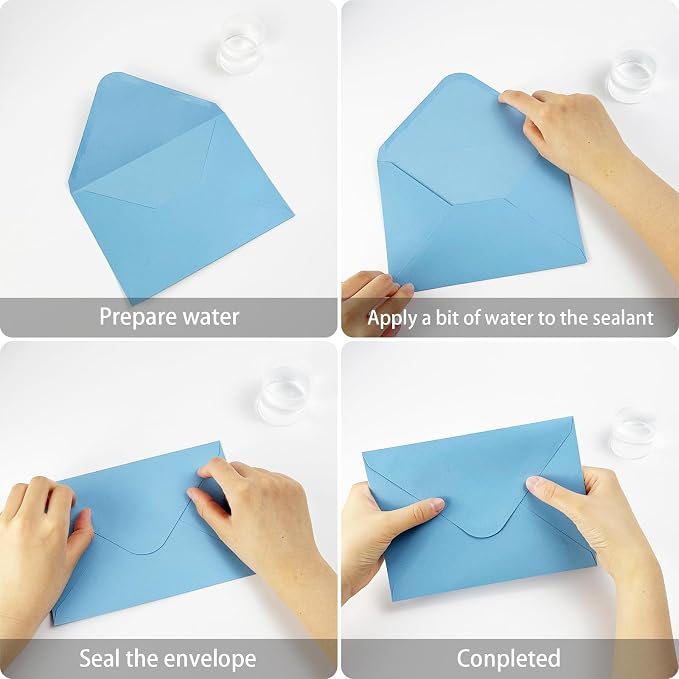 YINUOYOUJIA 50 PCS Sparking Blue Envelopes A7, 5 x 7 white Shimmer Envelopes - Image 3