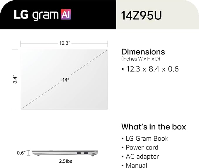 LG gram 14-inch Thin and Lightweight Laptop Computer, Windows 11 Home, Copilot+ - Image 14