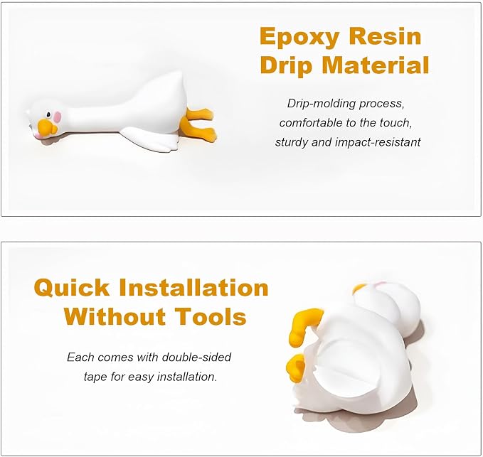 4 PCS Resin Goose Figurine Computer Monitor Decor, Cute Mini Goose Statues - Image 5