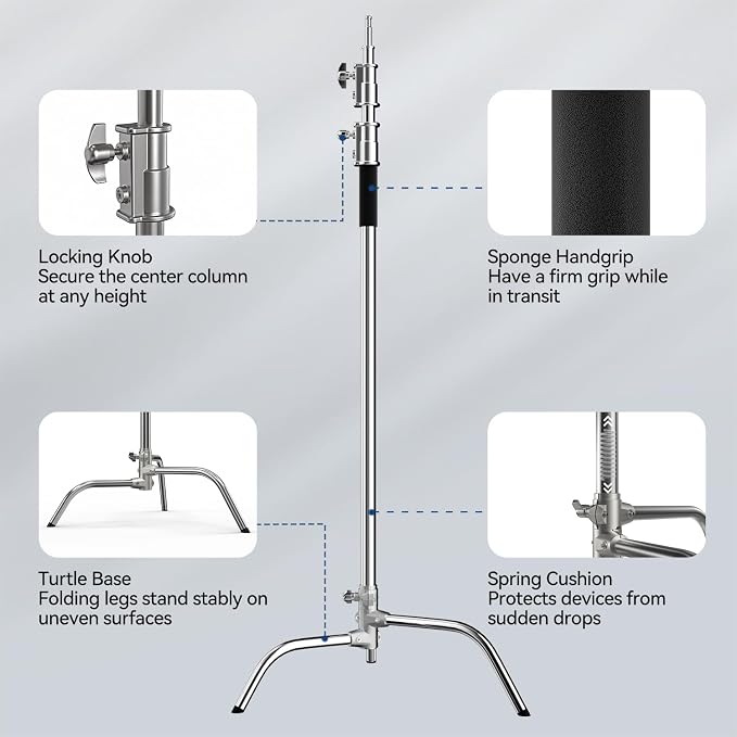 2 Pack Photography C Stand: 100% Stainless Steel - Image 5