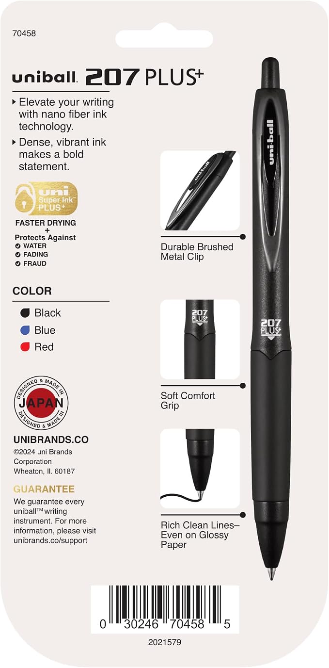 uniball 207 Plus+ Retractable Gel Pens, Medium Point, 4 Pack - Image 7