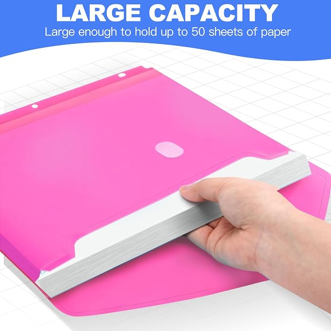 Azureal 8 Pack Binder Organizer, Plastic Binder Pockets - Image 6