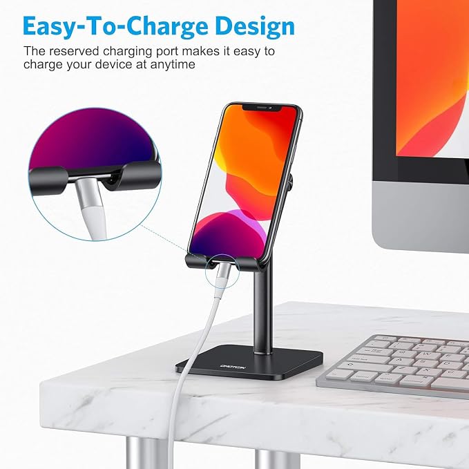 OMOTON Cell Phone Stand, Adjustable Angle Height Desk Phone Dock Holder - Image 7