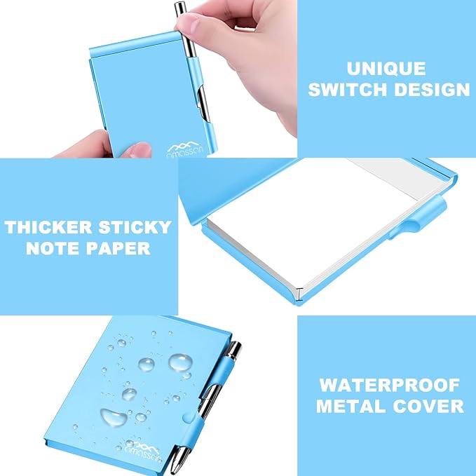 amassan Metal Pocket Notebook, Small Pocket Notepad Aluminum Note Case - Image 5