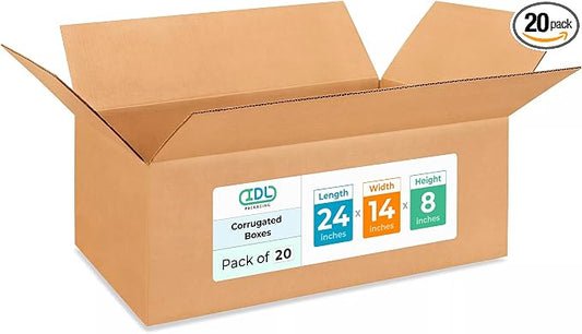 Large Shipping & Moving Boxes 24"L x 14"W x 8"H by IDLPackaging