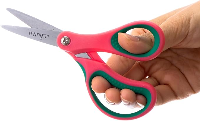 LIVINGO 5" Kids School Scissors: Small Safety Scissors Pointed Tip, Soft Handle - Image 3