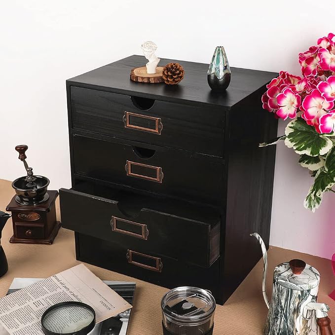 Wooden Storage Box Rustic Desktop Organizer - Image 4