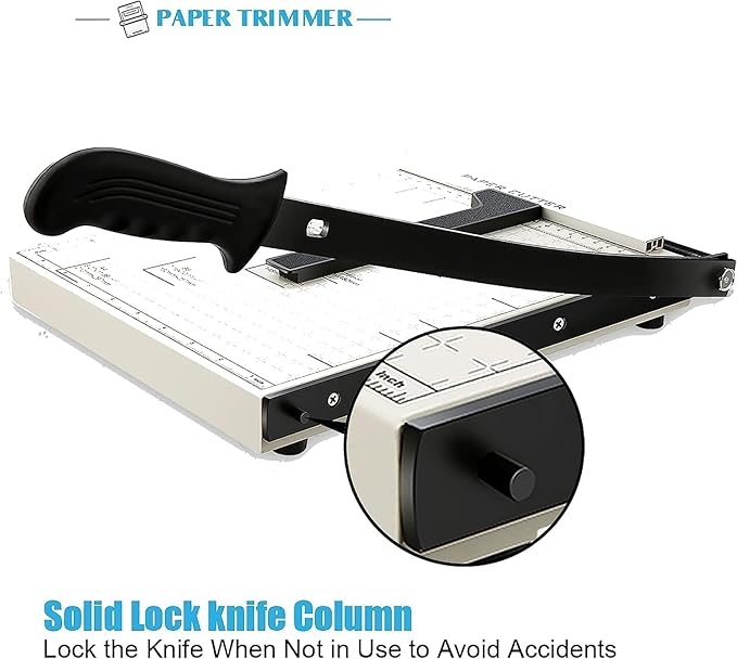 Paper Cutter for Cardstock Heavy Duty 12 inch, 12" Cut Length Guillotine Paper Trimmer for Cardstock Metal Base, 12 Sheets Capacity, for Home Office Classroom School-DeskLoop Office