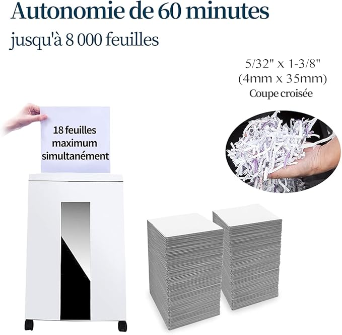 WOLVERINE 18-Sheet Shredders for Home Office Heavy Duty P-4 Security Level Crosscut Paper Shredder Paper/CD/Card Ultra Quiet Paper Shredder for Home with 6 Gallons Pullout Waste Bin SD9113(White ETL)-DeskLoop Office