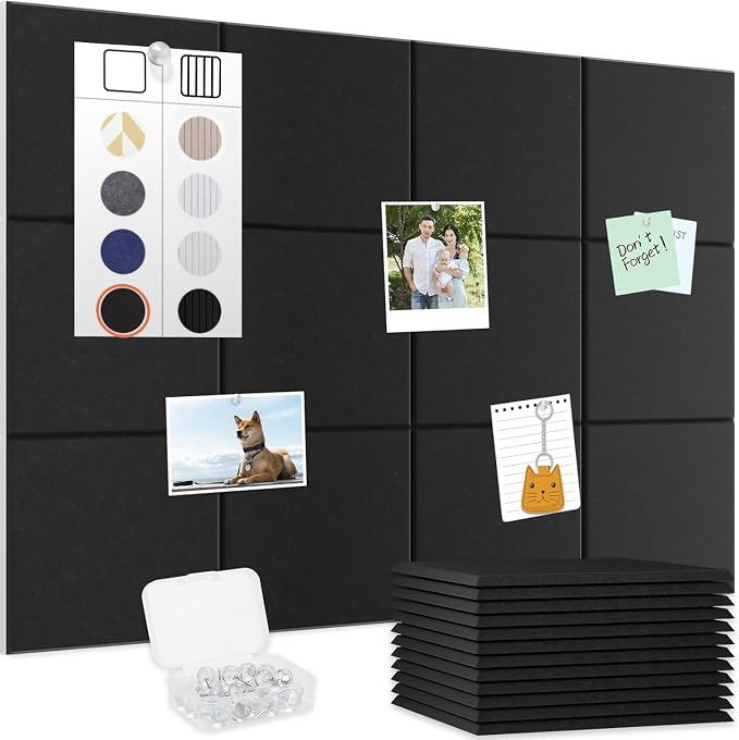 Smarpau Large Cork Board for Walls, 12 Pack Square Bulletin Board, Felt Wall by Smarpau