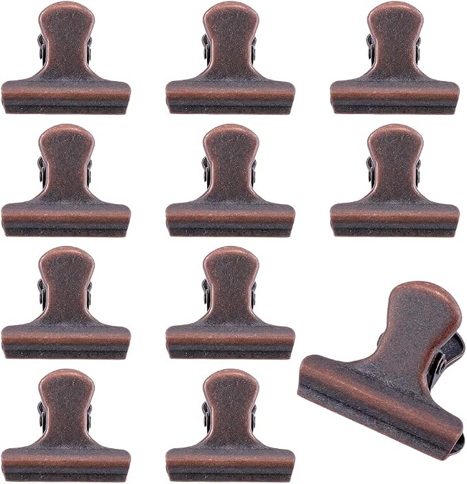 CRASPIRE 12Pcs Metal Food Bag Hinge Clips 1 Inch Small Vintage Binder Clips Red by CRASPIRE