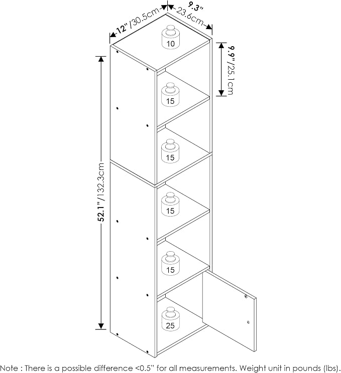 Furinno LUDER Book Shelf, 5-Tier Modern Bookshelf, Bookcase - Image 3