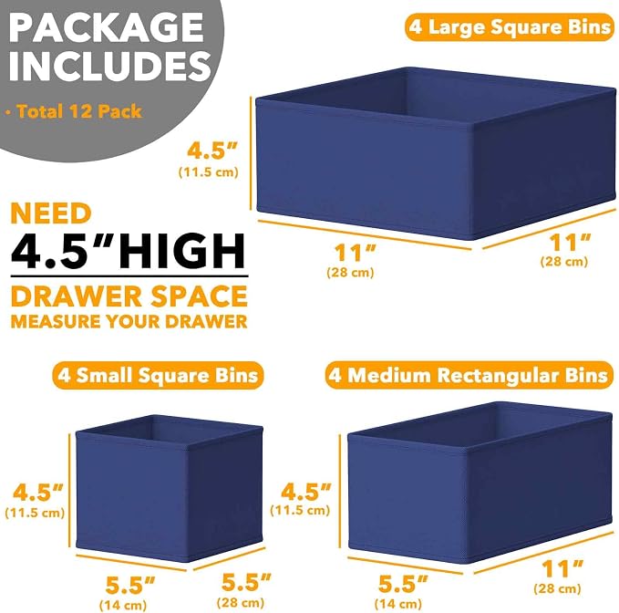 SpaceAid Drawer Organizer for Clothes, 12 Pack Dresser Drawer Organizer Bins - Image 6